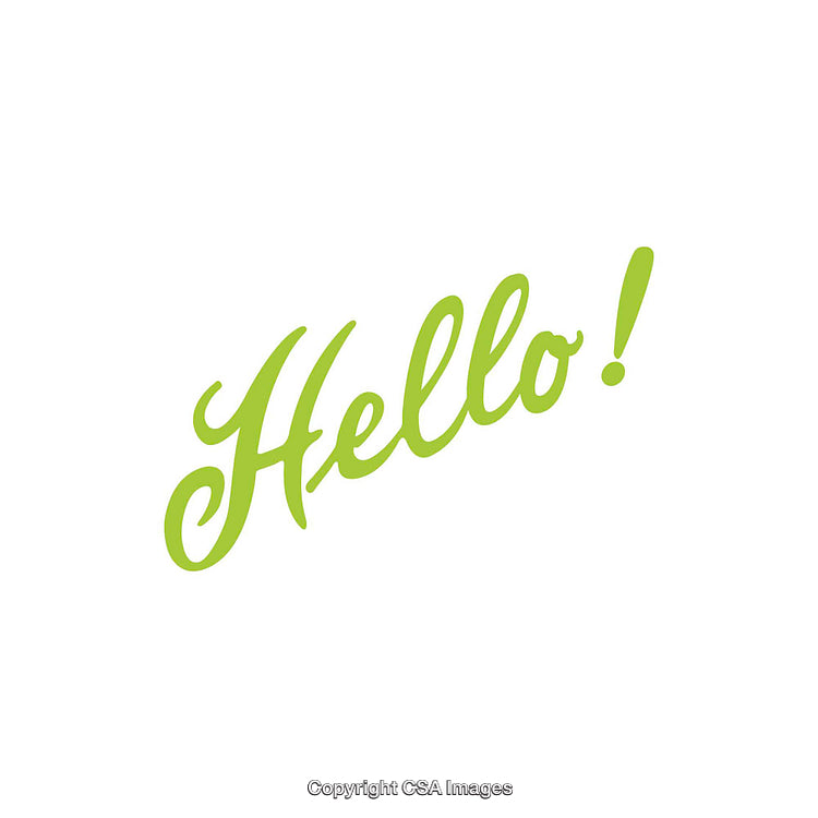 Bright Green Hello Typography Isolated on a White Background for Design Use