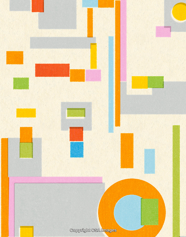Abstract Art Composition With Colorful Geometric Shapes and Textured Paper