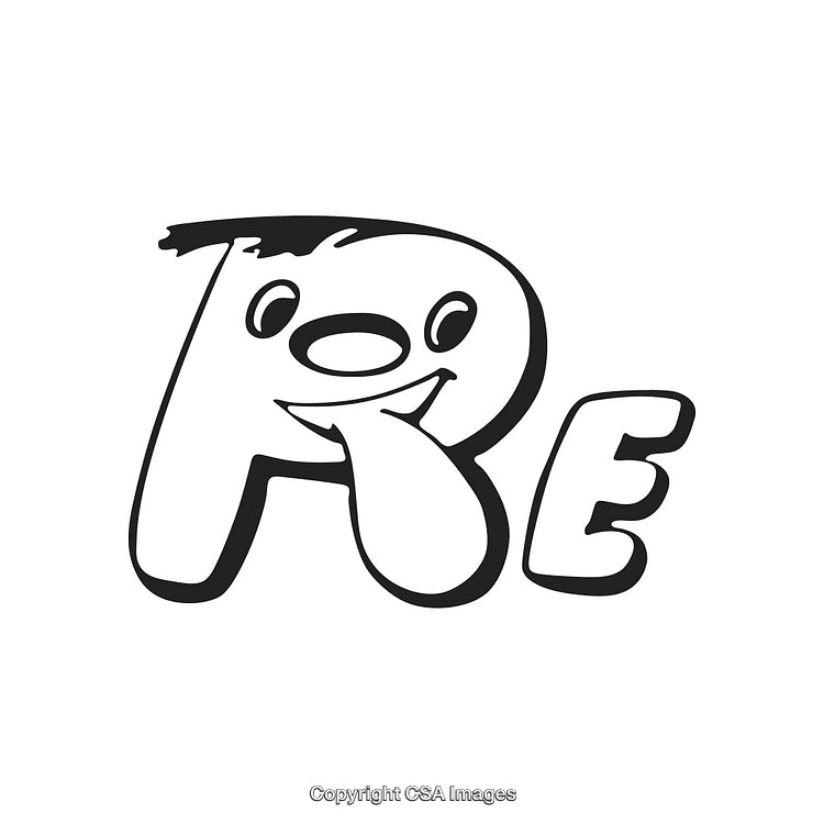 Playful Cartoon Style Monogram Design with Smiling Character and Fun Expression