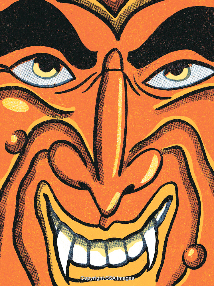Bold Caricature Portrait Featuring Intense Expression and Retro Art Style