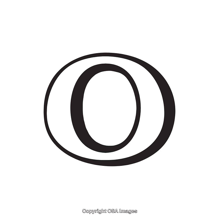 Black Stylized Letter O on a Clean White Background