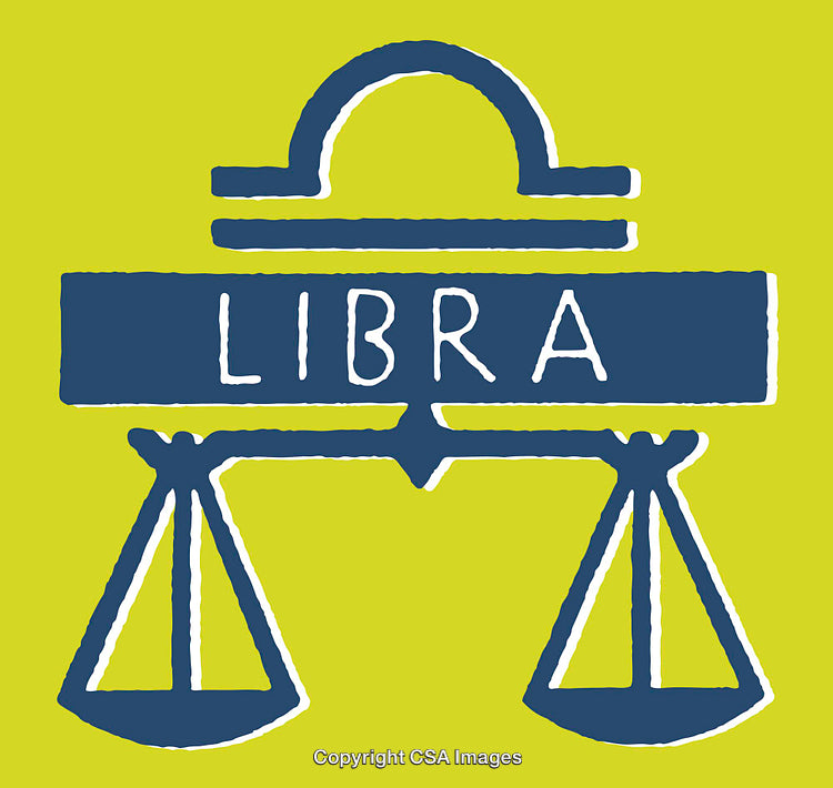 Libra Zodiac Sign Illustration with Balance Scale Symbol on Green Background
