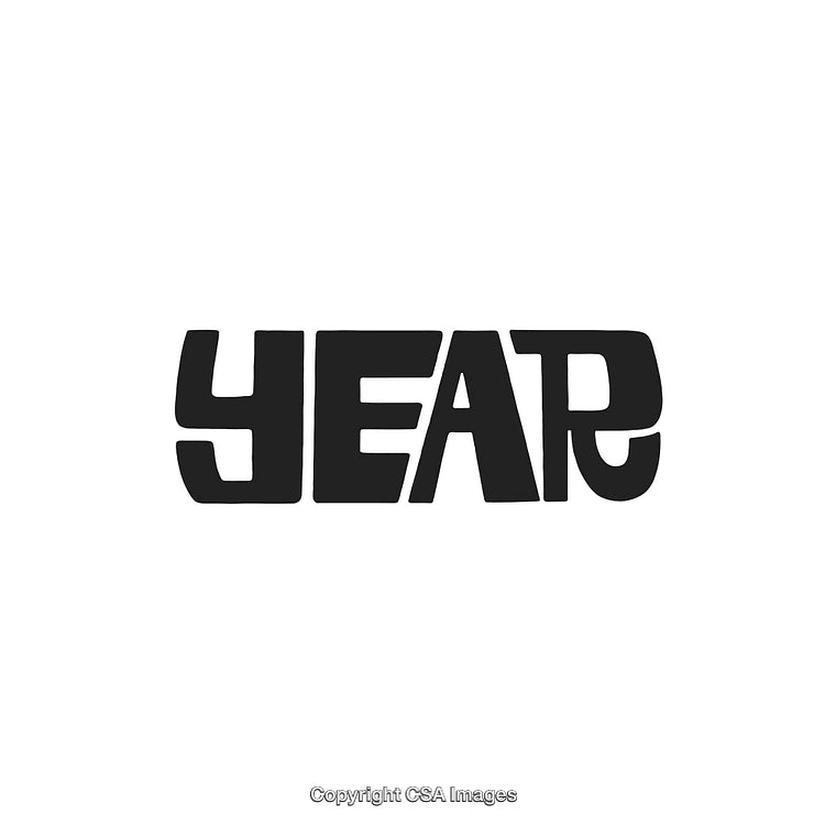 Bold Stylized Typography Spelling 'Year' on a Plain Background