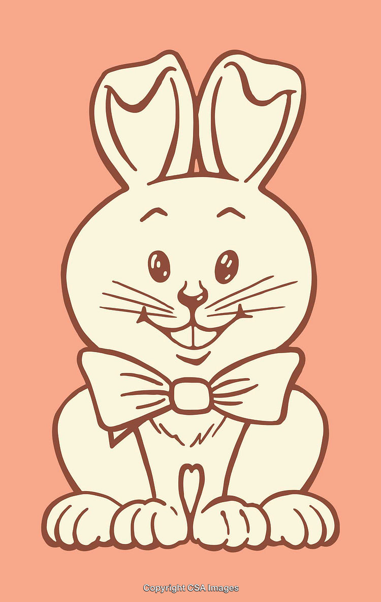 Playful Cartoon Rabbit with Bowtie on Solid Pastel Background