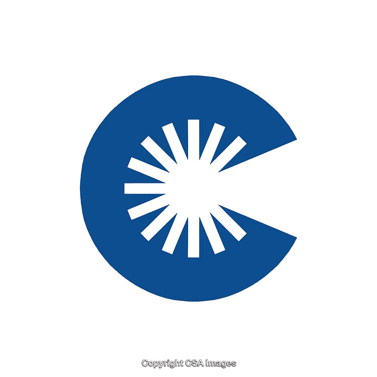 Blue Stylized C Logo with Radiating Central Elements on White Background