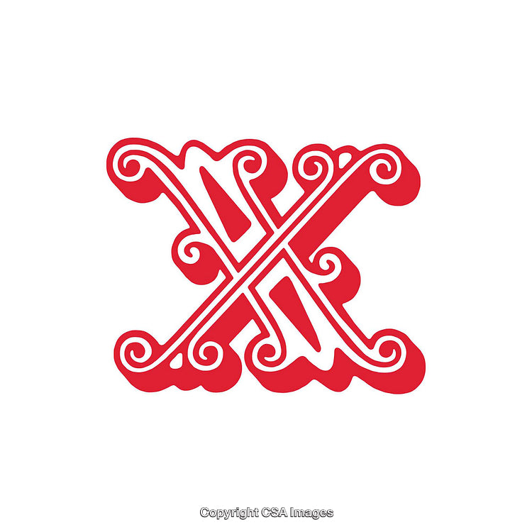 Red Ornate Decorative Letter X On White Background