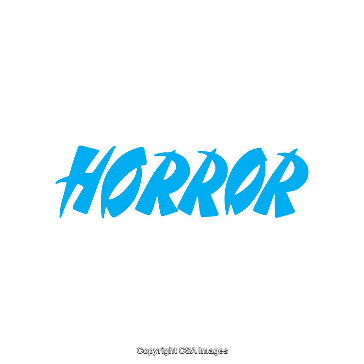 Blue Horror Text on a White Background in Bold Font