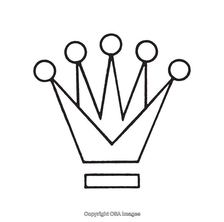 Minimalist Black and White Crown Icon Illustration in Abstract Style
