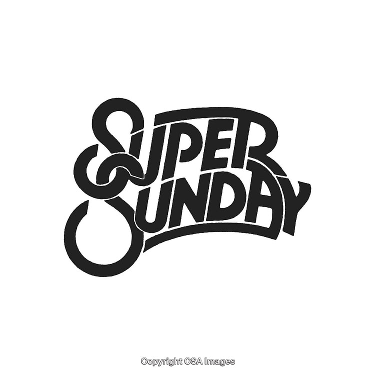 Retro Style Super Sunday Typography with Elegant Cursive Design