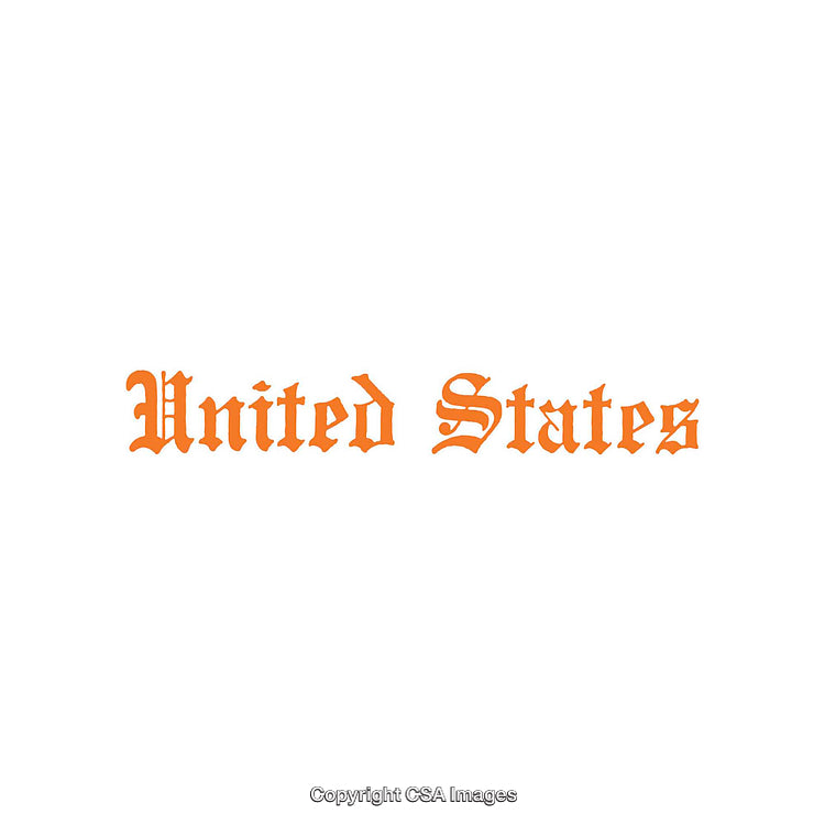 Old English Calligraphy of the Words 'United States' in Orange