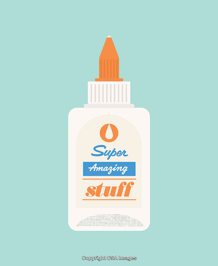 Minimalist Illustration of Glue Bottle with Colorful Design