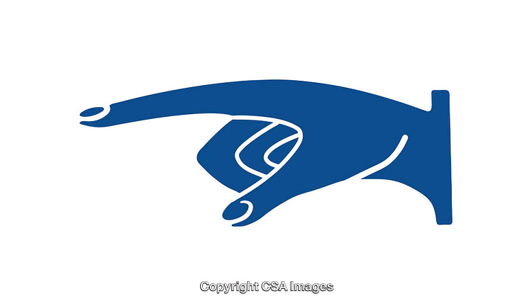 Minimal Blue Hand Icon in a Pointing Gesture