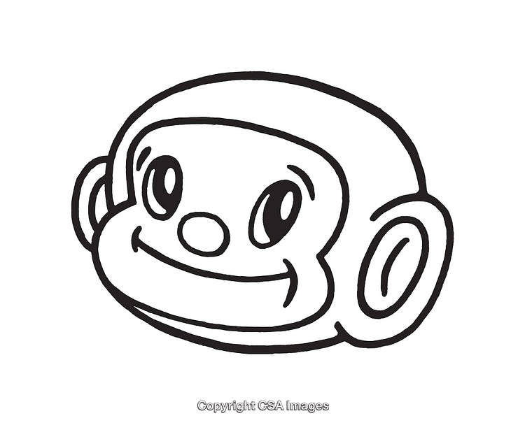 Adorable Monkey Face Line Art Illustration in Black and White