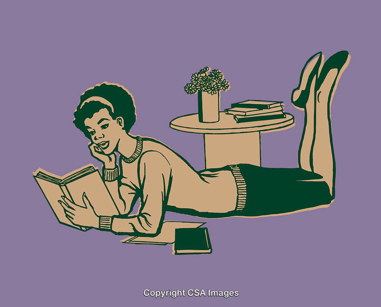 Colorful Illustration of a Relaxed Woman Reading a Book