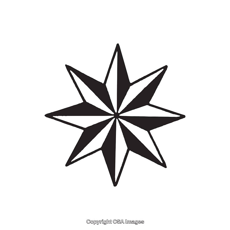 Black and White Eight-Pointed Star Illustration Symbolizing Simplicity and Design
