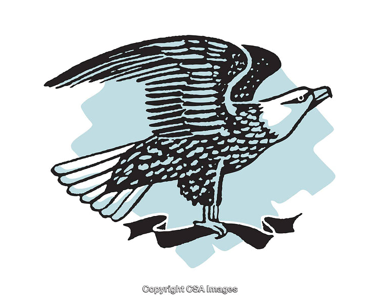 Stylized Illustration of a Flying Eagle With Blue Background