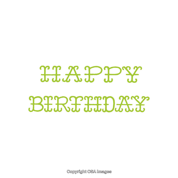 Green Happy Birthday Text on White Background in Festive Style