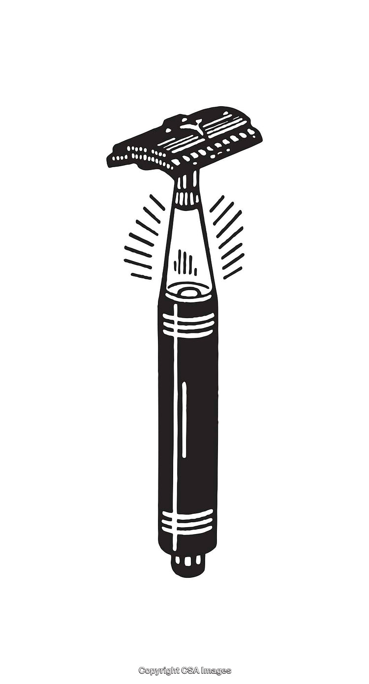 Illustration of a Manual Razor in Contemporary Black and White Artwork