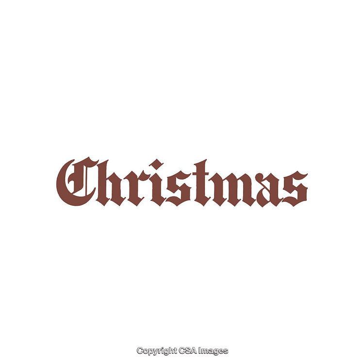 Classic Christmas Calligraphy Text in Gothic Red Font on White