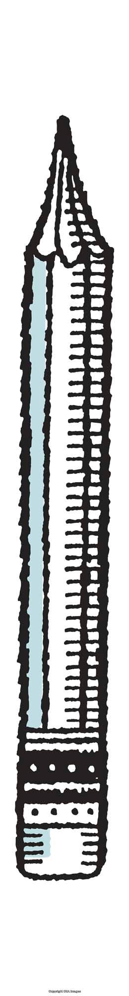 Simple Stylized Illustration of a Pencil in Black, White, and Blue