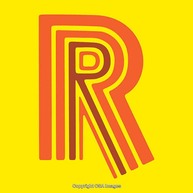 Retro-Style Graphic Design Featuring the Letter R in Stylish Yellow and Red