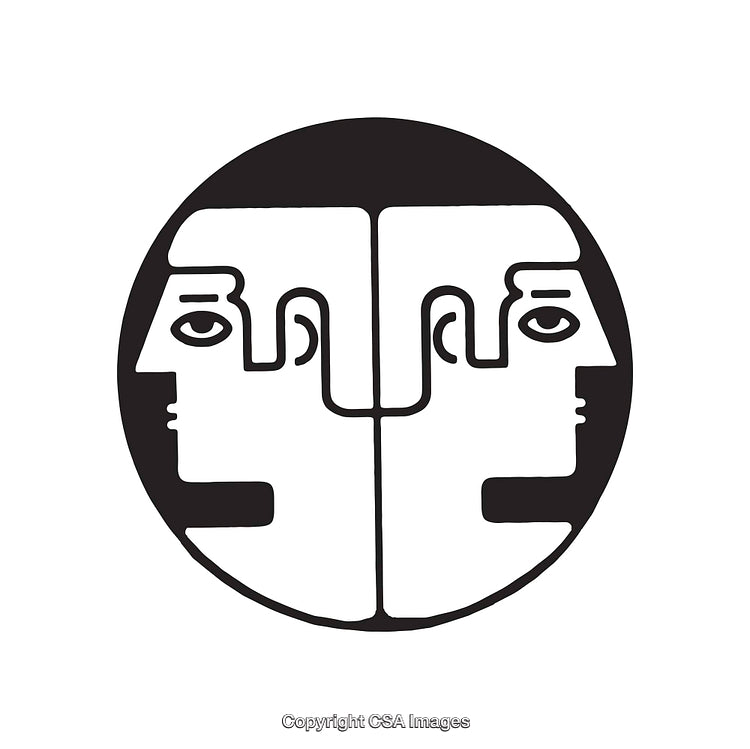 Abstract Black and White Line Art With Symmetrical Face Design