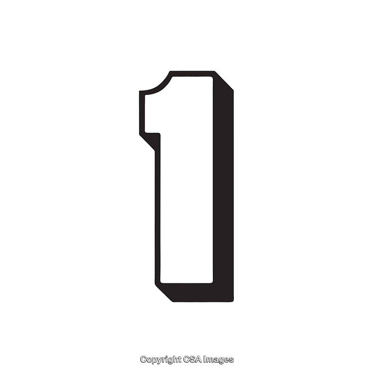 Stylized Depiction of the Number One with Bold Outline Design