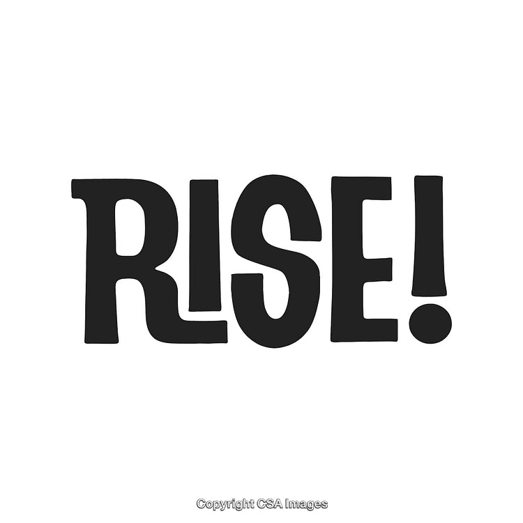 Inspirational Text 'Rise!' in Bold Design on White Background