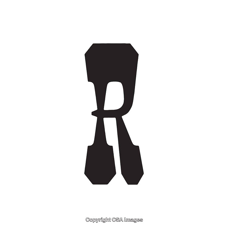 Creative Black Letter R Graphic on White Background Design