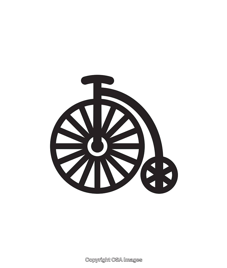 Black and White Icon of a Classic Penny-Farthing Bicycle