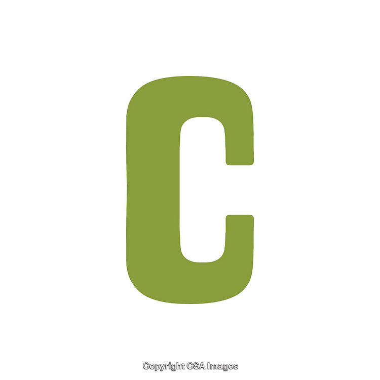 Green Stylized Letter C Isolated on White Background for Design