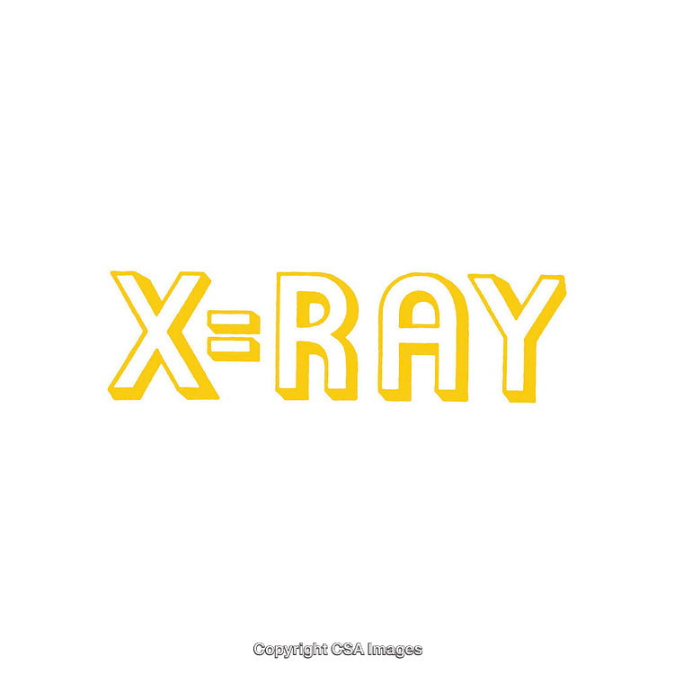 Yellow Stylized X-Ray Text on a Clean White Background
