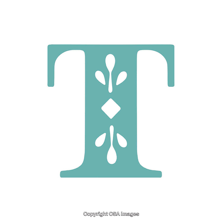 Turquoise Decorative Letter T with Elegant Ornamental Details