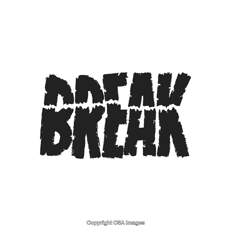 Grunge Handwritten Text 'Break' in Black With Distressed Style on White Background