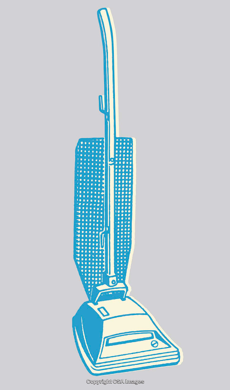 Vintage Vacuum Cleaner Illustration in Blue Tone with Simple Design