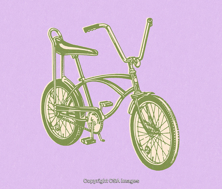 Vintage Bicycle Illustration in Retro Style on Purple Textured Background