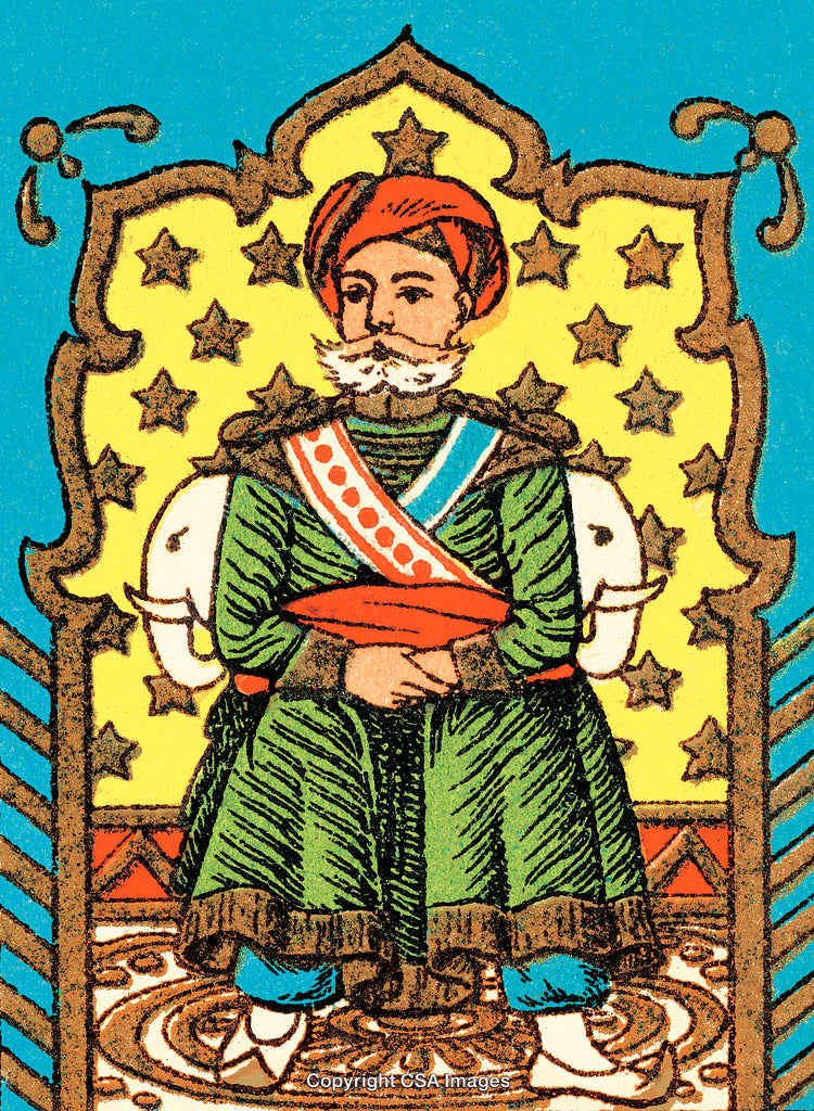Intricate Vintage Illustration of a Nobleman in Traditional Attire with Ornate Details