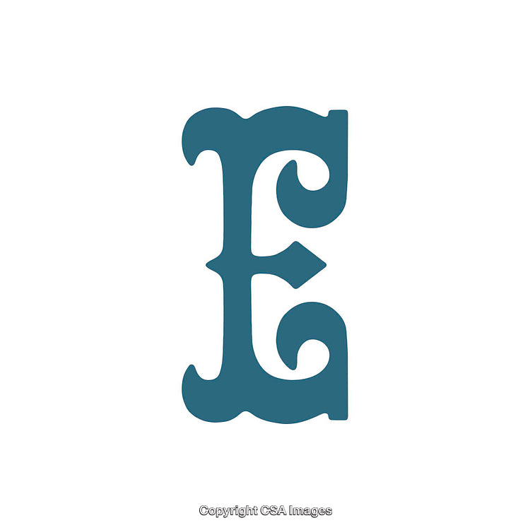 Decorative Letter E on a White Background in Stylized Font