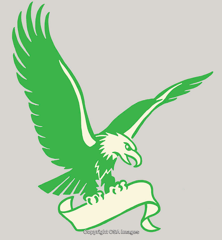 Green Eagle Illustration Holding a Blank Banner for Customization
