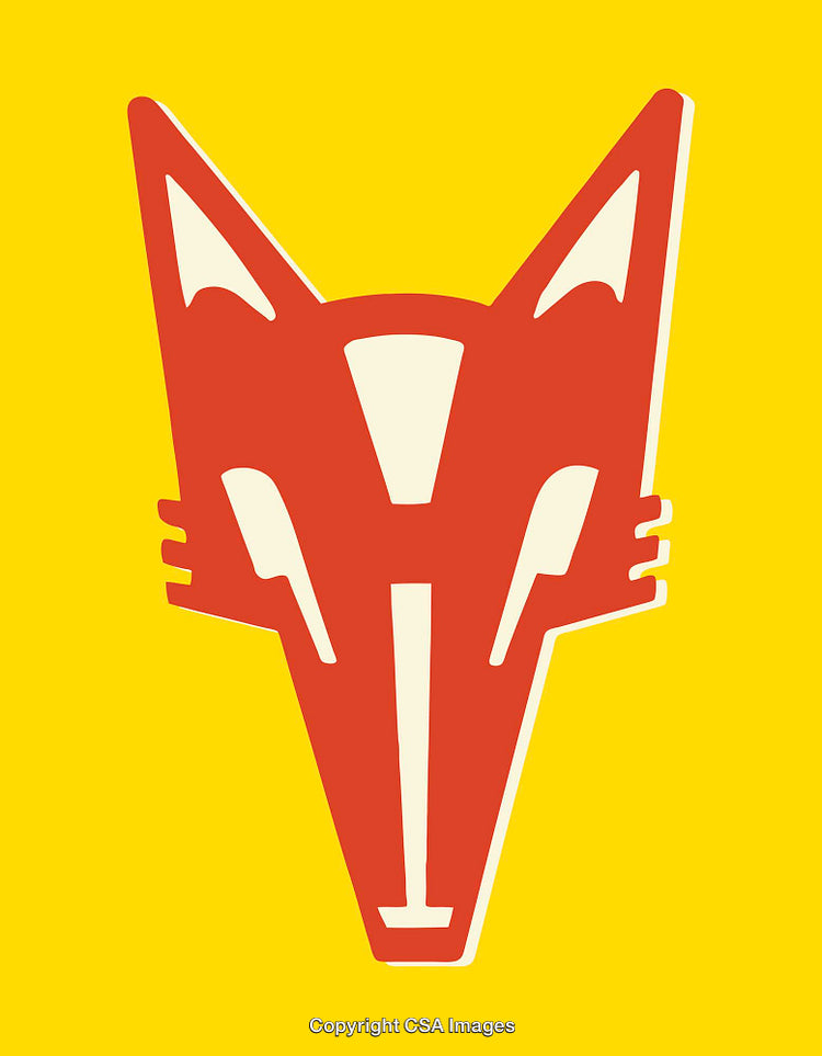 Bold Graphic Illustration of a Red Fox on a Yellow Background