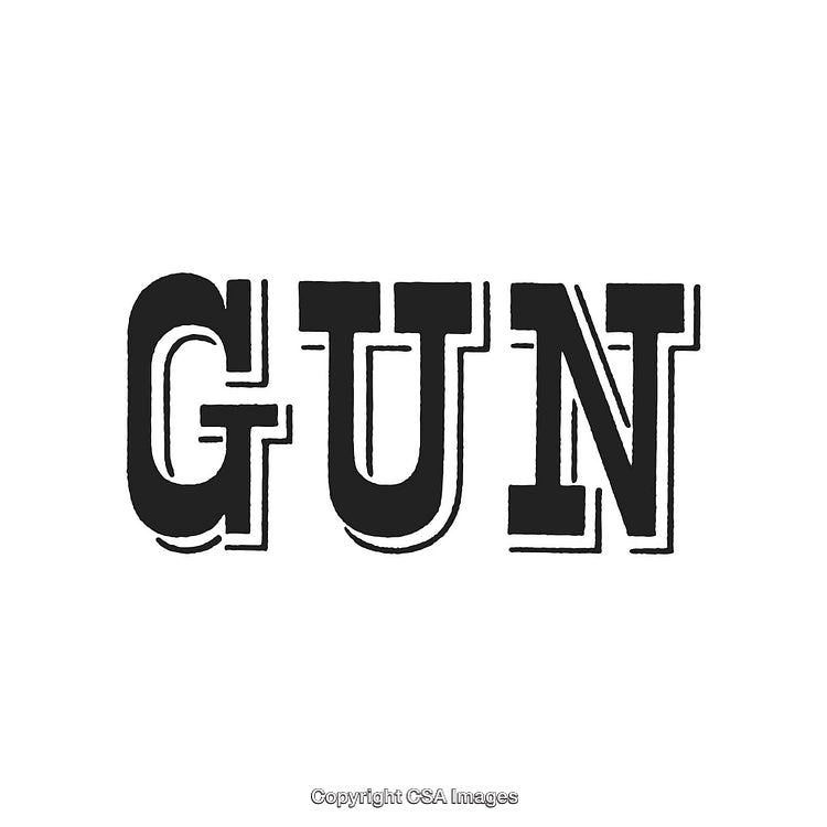 Vintage Typography Graphic Design Featuring Bold 'Gun' Text Illustration