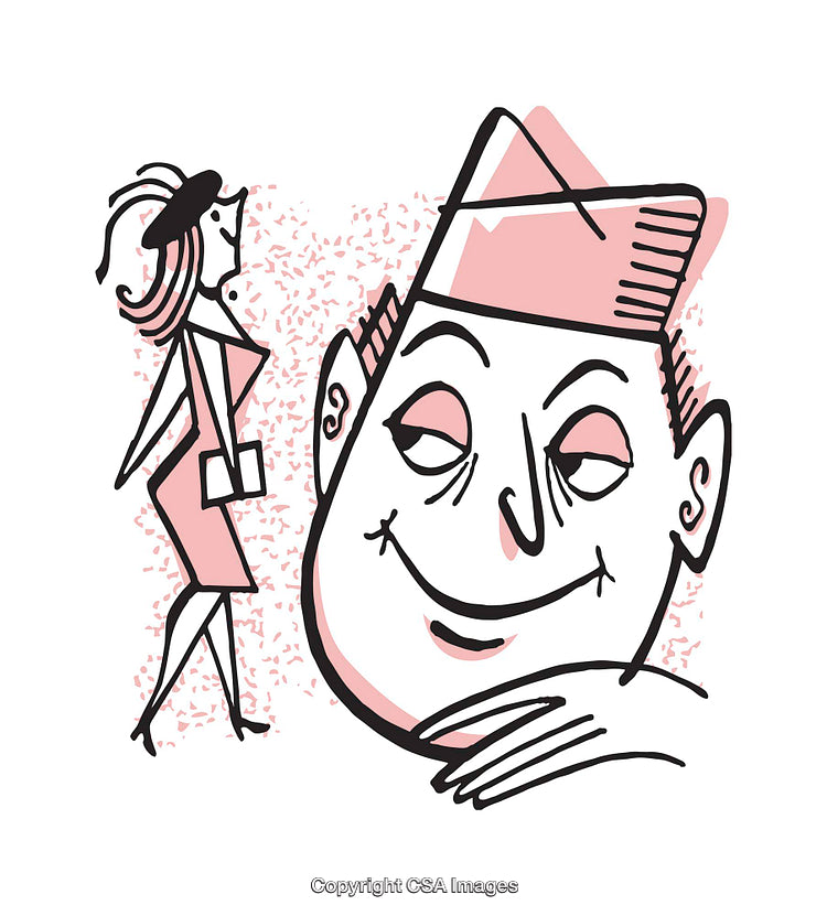Playful Cartoon Illustration of Curious Observant Figures and Funny Expressions