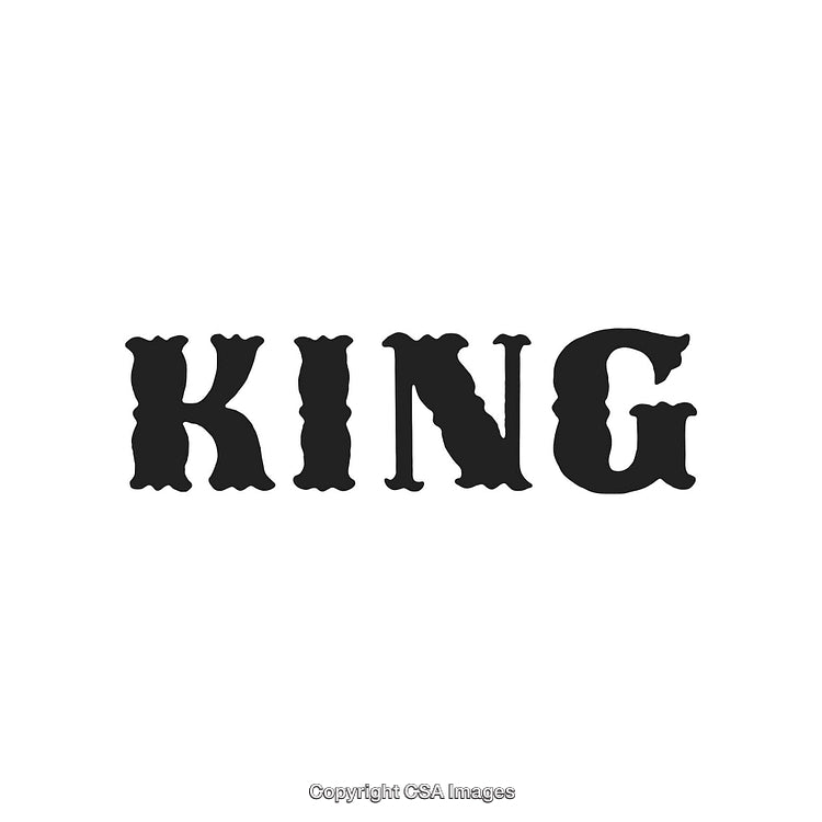 Bold Black Text Displaying the Word King on a White Background