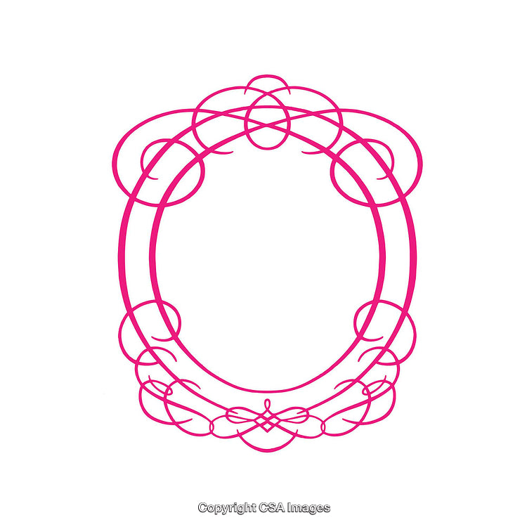 Elegant Pink Ornamental Frame with Decorative Flourish Design at Center