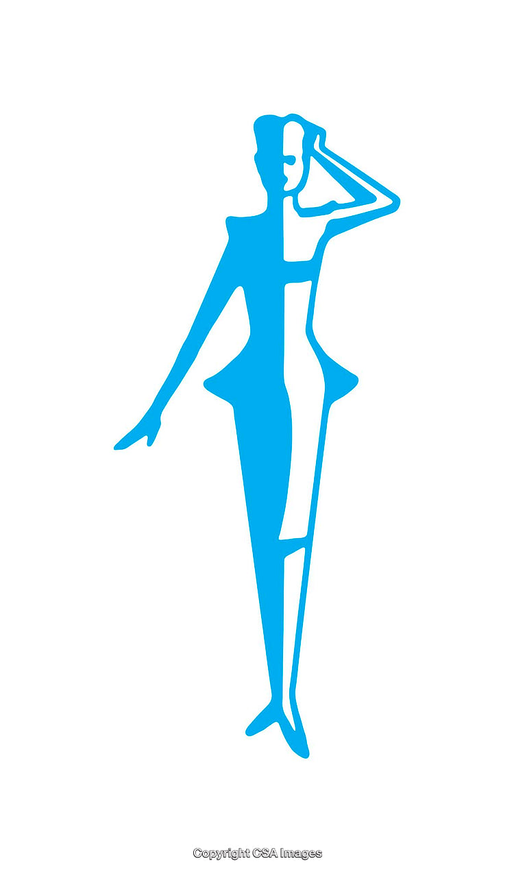 Abstract Silhouette Illustration of a Modern Minimalist Female Form in Blue