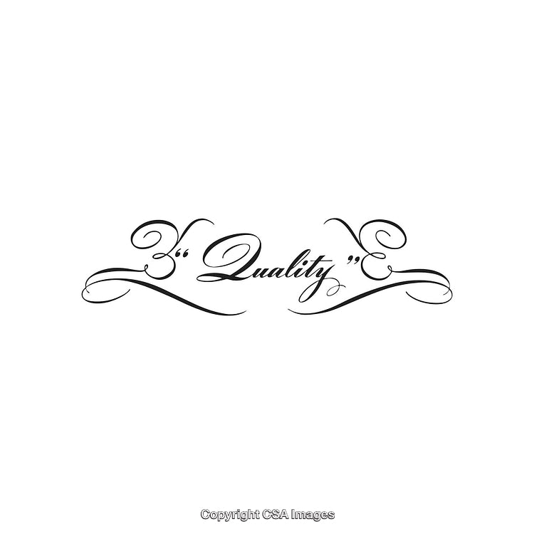 Elegant Calligraphy Design with the Word Quality and Decorative Scrolls