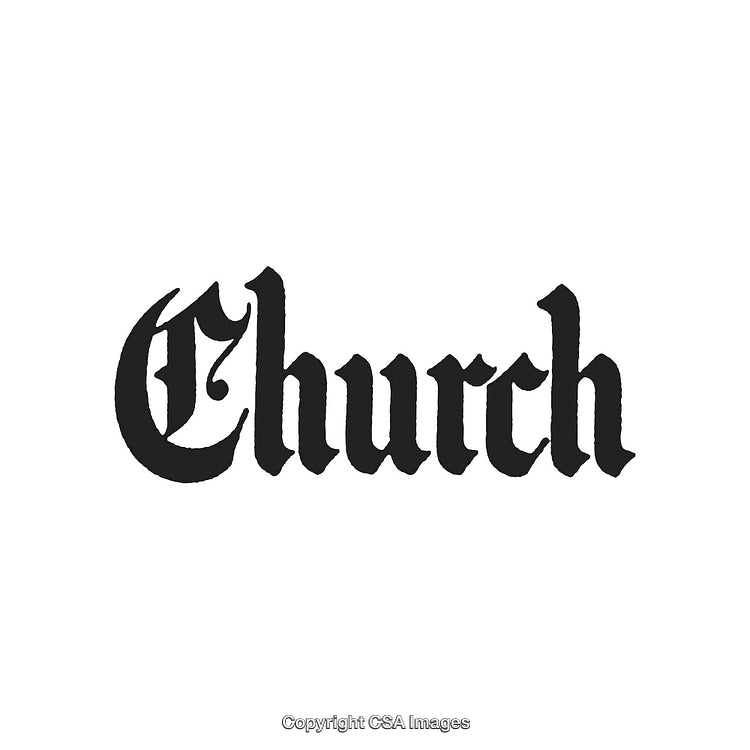 Vintage Gothic Religious Typography Featuring the Word Church in Blackletter Font