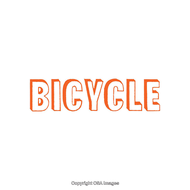 Bold Orange Bicycle Text on Clean White Background