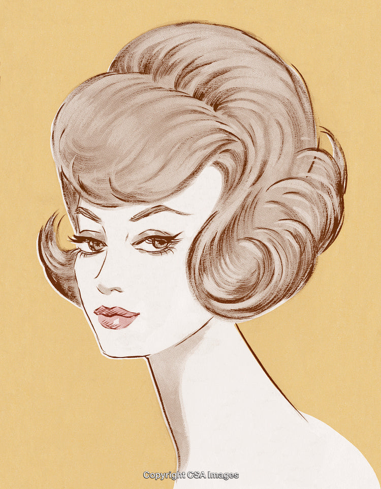 Elegant Vintage Illustration of a Glamorous Woman with Sophisticated Hairstyle