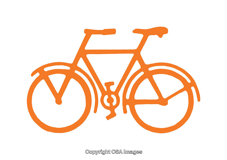 Minimalistic Orange Bicycle Icon Illustration on a Plain White Background